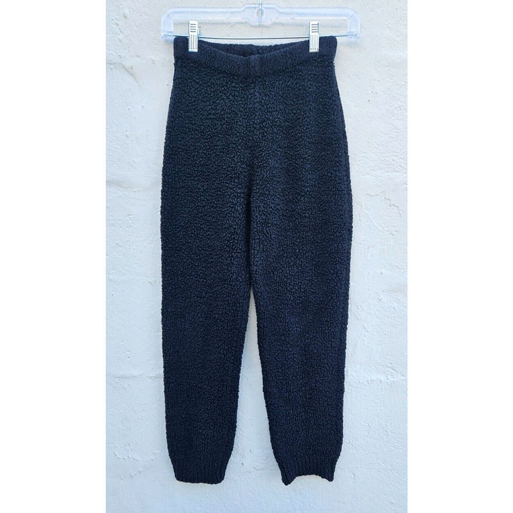 SKIMS Jogger Pants Womens 8/10 Black Pull On Cozy Lounge Boucle Knit Tapered Leg